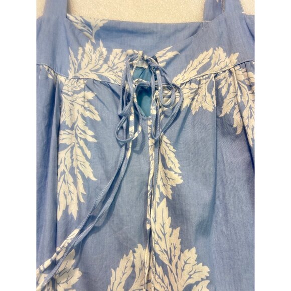 Stitch Drop Blue Floral Tie Front Cotton Midi Dress Medium - Picture 5 of 8
